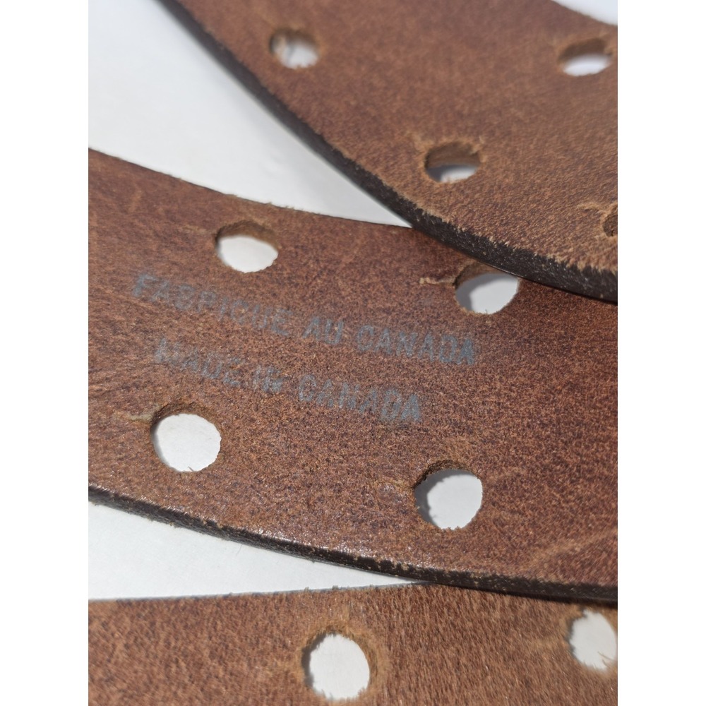 Italian Genuine Leather Studd Fastening No Buckle Slotted Hole Wide Width Belt - Picture 4 of 12